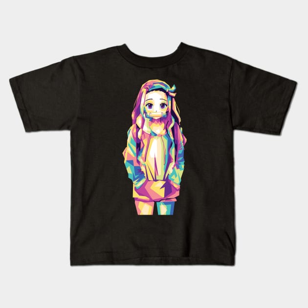 Cute nezuko anime demon slayer Kids T-Shirt by agungsaid1234